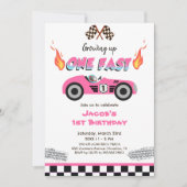 1高速レッドレースカー1st誕生日 招待状 (正面)