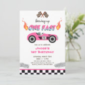 1高速レッドレースカー1st誕生日 招待状 (スタンド正面)