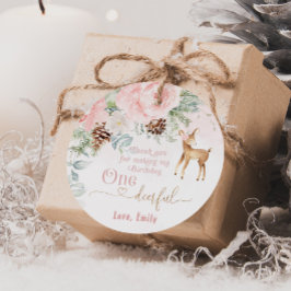 1鹿フル冬の赤面ピンク1st女の子の誕生日 フェイバータグ