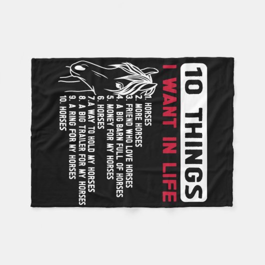 10おもしろいもの私は人生の馬の中で望んおもしろいだ数秒 フリースブランケット (正面(横))