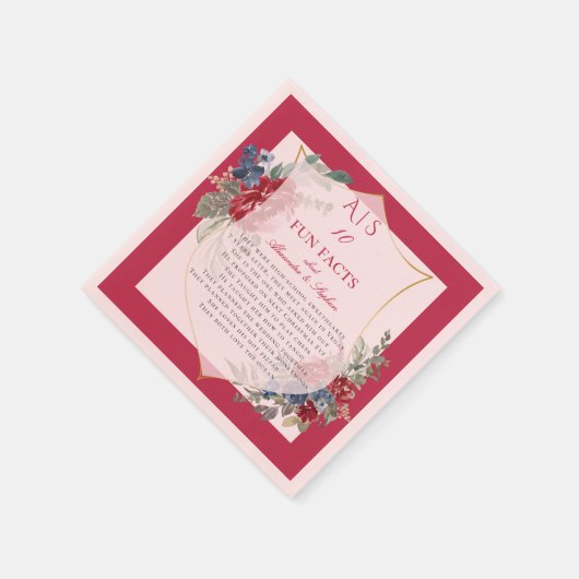 10おもしろいファクト新婚カップルマゼンタバラの紋章 スタンダードカクテルナプキン (角)