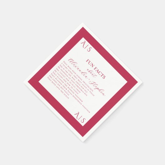 10おもしろいファクト新婚カップルモダンVivaマゼンタ スタンダードカクテルナプキン (角)