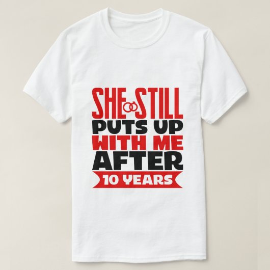 10おもしろい周年記念の夫 Tシャツ (デザイン正面)