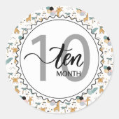 10か月マイルストーンベビーのグラフとバルーン ラウンドシール (正面)