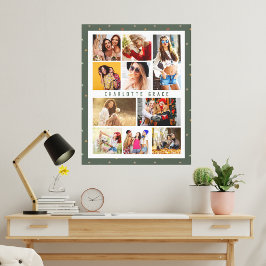 10つ星モダン緑スタイリッシュ名 キャンバスプリント