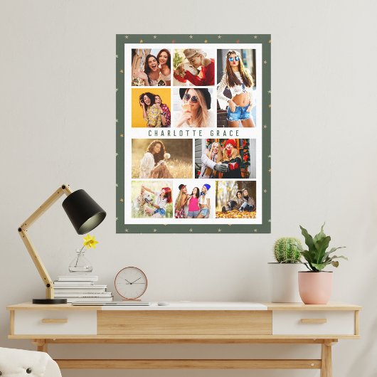 10つ星モダン緑スタイリッシュ名 キャンバスプリント