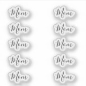 10のセット – シグネチャスクエレガントリプト"Mom"名 シール (正面)