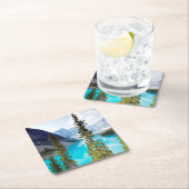 10のピークのmoraine湖|の谷のパノラマ式 スクエアペーパーコースター (インサイチュ)