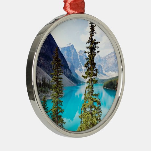10のピークのmoraine湖|の谷のパノラマ式 メタルオーナメント (右)