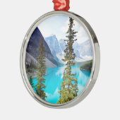 10のピークのmoraine湖|の谷のパノラマ式 メタルオーナメント (左)