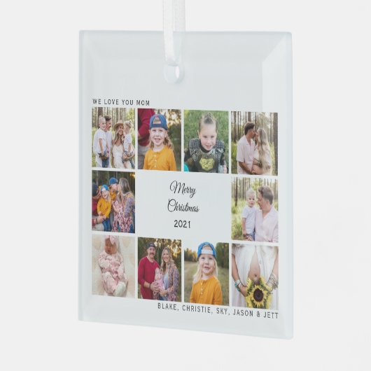 10の写真お母さんのクリスマスの名前が大好き ガラスオーナメント (正面左)