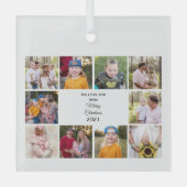 10の写真お母さんクリスマスが大好き ガラスオーナメント (正面)