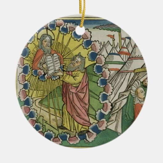 10の命令を受け取っている出国20 1-5モーゼ セラミックオーナメント (正面)