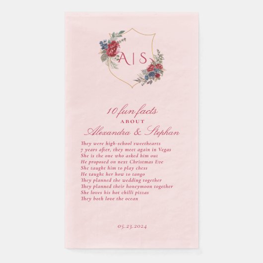 10の楽しい事実 新婚夫婦のためのモダンなマゼンタの紋章 (正面)