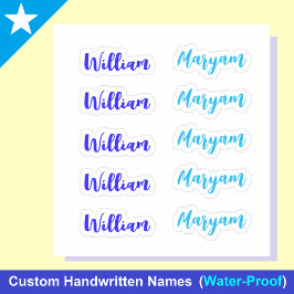 （10の青いセット）シグネチャーエレガントスクリプト名 シール