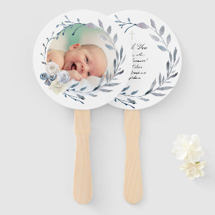 10の青い水色のフレームのセット洗礼 ハンドファン