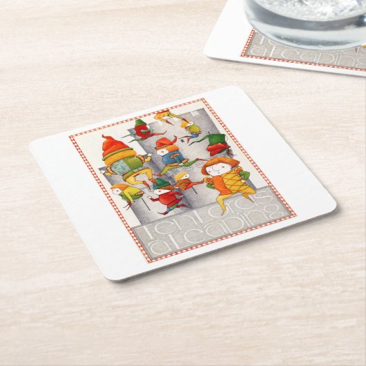 10の領主は跳躍する正方形の紙コースター スクエアペーパーコースター (アングル)