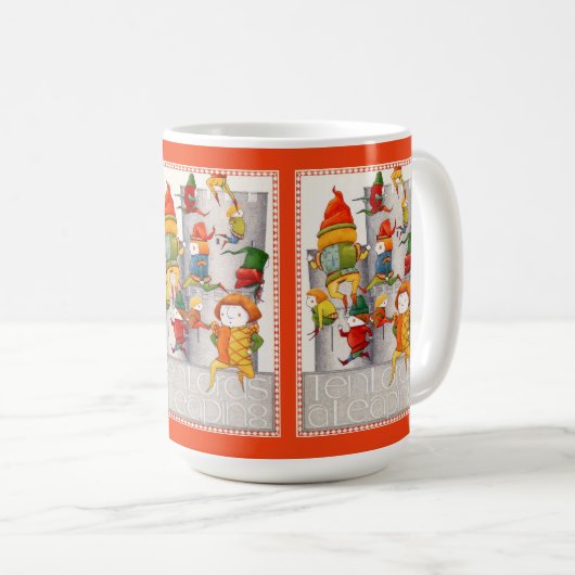 10の領主は高い白いマグカップの跳躍 – 赤 コーヒーマグカップ (正面右)