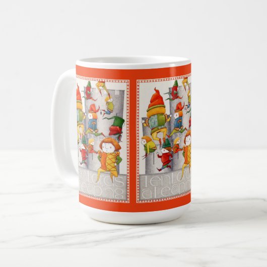 10の領主は高い白いマグカップの跳躍 – 赤 コーヒーマグカップ (正面左)