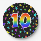 10イベントはっきりした、おもしろい、カラフル虹10 ペーパープレート (正面)