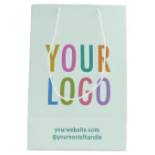 10インチのビジネスギフトバッグ カスタムロゴ ライトグリーン ミディアムペーパーバッグ (裏面)