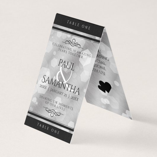 10エレガントth Tin 結婚's Anniversary Table Card (正面)