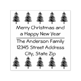 10クリスマスツリー – 正方形の自己のインク付けスタンプ セルフインキングスタンプ