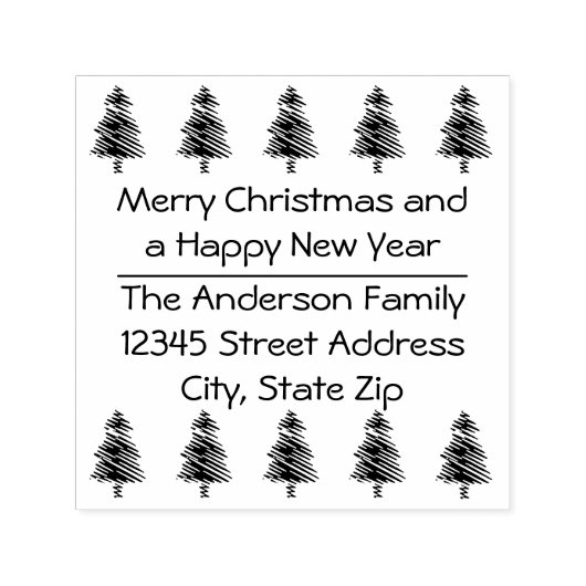 10クリスマスツリー – 正方形の自己のインク付けスタンプ セルフインキングスタンプ (デザイン)