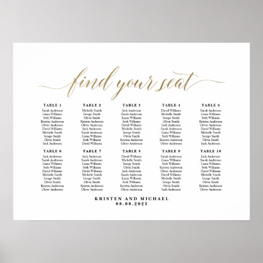 10テーブル古典的な座席表を見つける ポスター (正面)