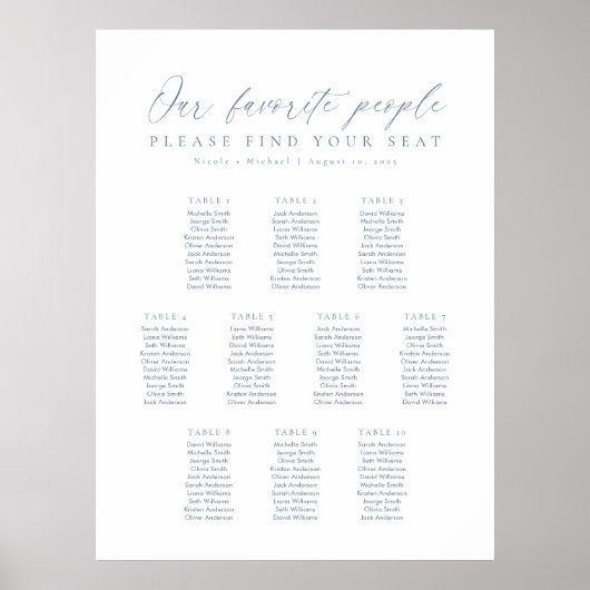 10テーブル私たちお気に入りのの人の座席表 ポスター (正面)
