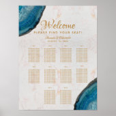 10テーブル結婚シーティンググラフブルー測地大理石 ポスター (正面)