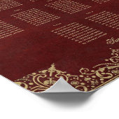 10テーブルBurgundyと金ゴールド結婚の座席表 ポスター (角)