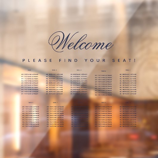 10テーブルNavy Blue透明シーティングチャート ウィンドウサイン (シート2)