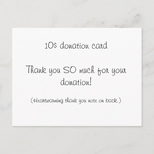 10ドルの寄付カード ポストカード (正面)
