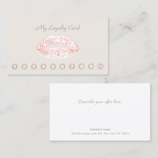 10パンチピンクグリッターリップお客様ロイヤリティカード ロイヤリティカード (正面/裏面)