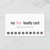 10パンチピンク美しいサロンお客様ロイヤリティカード2 ロイヤリティカード (正面)