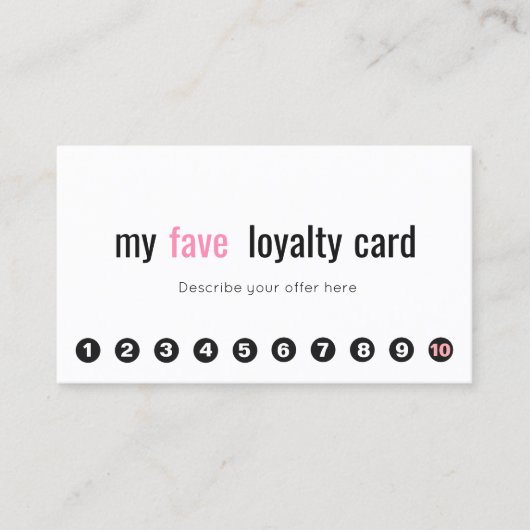 10パンチピンク美しいサロンお客様ロイヤリティカード2 ロイヤリティカード (正面)