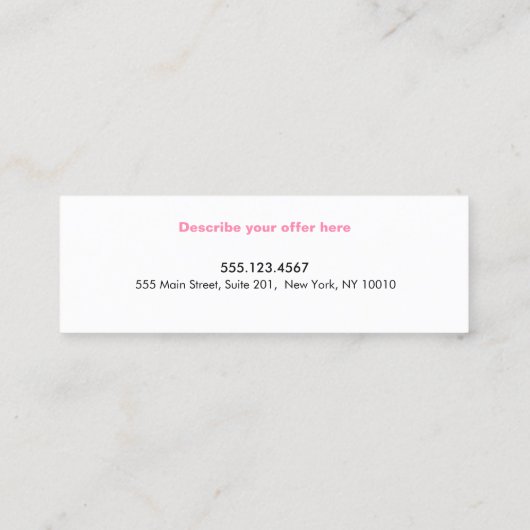 10パンチピンク美しいサロンお客様ロイヤリティカード ロイヤリティカード (裏面)