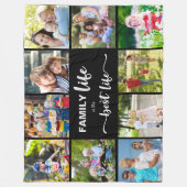 10パーソナライズされたフォトコラージュ家族ライフブラック フリースブランケット (正面)