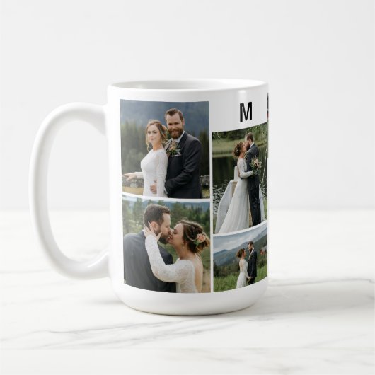 10パーソナライズされた写真（カップル名とモノグラム） コーヒーマグカップ (左)