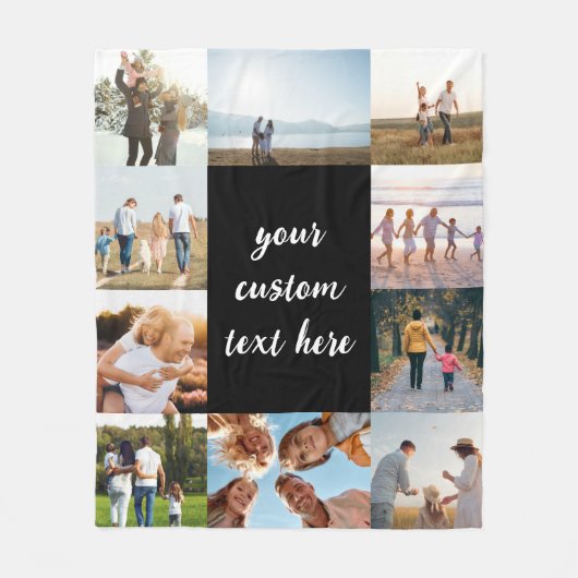 10パーソナライズされた枚のコラージュ フリースブランケット (正面)