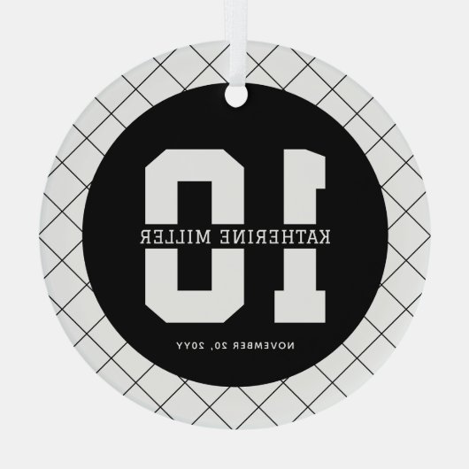 10パーソナライズされた誕生日モダン及びエレガント ガラスオーナメント (裏面)