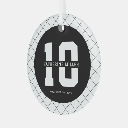 10パーソナライズされた誕生日モダン及びエレガント ガラスオーナメント (正面左)