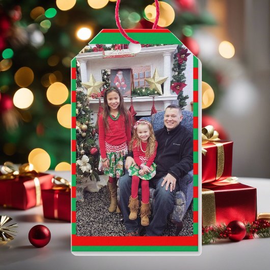 10ビッグクリスマスホリデーの写真と名前セット ギフトタグ