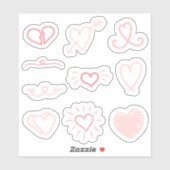 10ピンクバレンタインデーのハートシールのセット シール (シート)