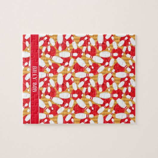 10ピンボーリングの路地のボールとピンのストライク ジグソーパズル (横)