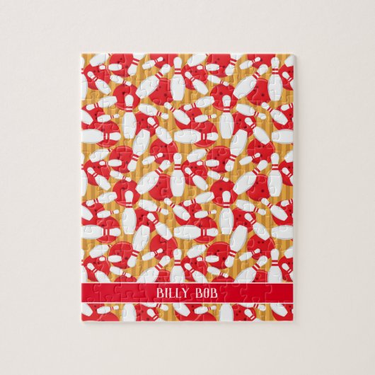 10ピンボーリングの路地のボールとピンのストライク ジグソーパズル (縦)