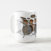 10ピースドラムキット:オレンジ色グラデーション:ドラムマグ コーヒーマグカップ (正面左)