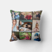 10ファミリーフォトコラージュカスタムファミリー名黒 クッション (裏面)