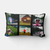 10フォトインスタグラムコラージュ黒背景 ランバークッション (裏面)